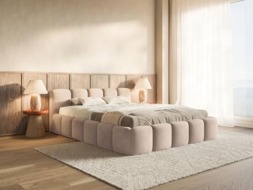 Selsey Polsterbett 140x200 cm Modernes Design, Stabiler Metallrahmen mit Gasdruckfedern Piano-Veloursstoff in Beige Bett mit Bettkasten Maximale Belastung 250 kg Selsey Polsterbett 140x200 cm Modernes Design, Stabiler Metallrahmen mit Gasdruckfedern Piano-Veloursstoff in Beige Bett mit Bettkasten Maximale Belastung 250 kg von Selsey