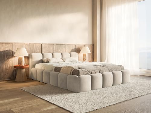 Selsey Polsterbett 140x200 cm Modernes Design, Stabiler Metallrahmen mit Gasdruckfedern Piano-Veloursstoff in Hellbeige Bett mit Bettkasten Maximale Belastung 250 kg Selsey Polsterbett 140x200 cm Modernes Design, Stabiler Metallrahmen mit Gasdruckfedern Piano-Veloursstoff in Hellbeige Bett mit Bettkasten Maximale Belastung 250 kg von Selsey