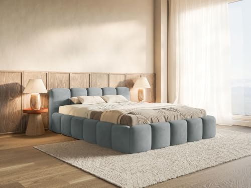 Selsey Polsterbett 180x200 cm Modernes Bettgestell mit Lattenrost Elegantes Design in Grau Welur Piano Robuster Holzrollrost für Komfort Bodenschonende Kunststoffgleiter Max Belastung 250 kg Selsey Polsterbett 180x200 cm Modernes Bettgestell mit Lattenrost Elegantes Design in Grau Welur Piano Robuster Holzrollrost für Komfort Bodenschonende Kunststoffgleiter Max Belastung 250 kg von Selsey