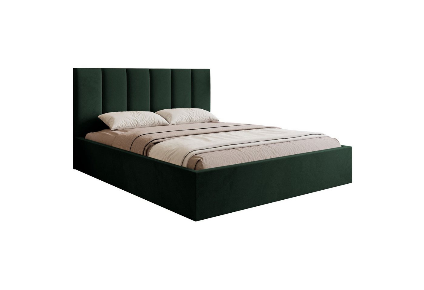 Selsey Polsterbett MASEGO, Gepolstertes Doppelbett mit Samtbezug, Betthaupt und Bettkasten Selsey Polsterbett MASEGO, Gepolstertes Doppelbett mit Samtbezug, Betthaupt und Bettkasten von Selsey
