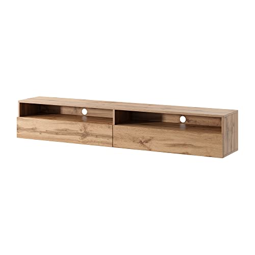 Selsey REDNAW - TV-Schrank/modernes TV-Board für Wohnzimmer, stehend/hängend, 180 cm breit (Wotan Eiche Matt ohne LED) von Selsey