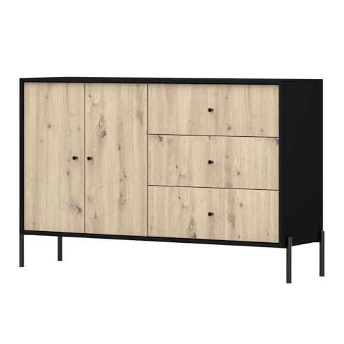 Selsey Raviero Sideboard 80 x 150 x 40 cm - Eiche-Artisan Front & Schwarzer Korpus - 2 Fächer, 3 Schubladen - Moderner Stil & Funktionalität - Laminierte Spanplatte - Selbstmontage - Wohnmöbel Selsey Raviero Sideboard 80 x 150 x 40 cm - Eiche-Artisan Front & Schwarzer Korpus - 2 Fächer, 3 Schubladen - Moderner Stil & Funktionalität - Laminierte Spanplatte - Selbstmontage - Wohnmöbel von Selsey