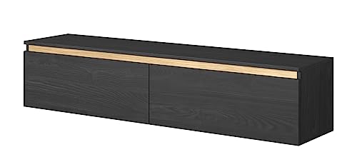 Selsey SENEY - TV-Tisch, TV-Hängeboard, Schwarze Esche mit goldenem Einsatz, 140 cm von Selsey