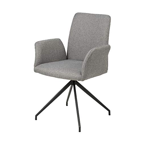 Selsey SORIC - Drehsessel mit Stoffbezug in Grau, Metallgestell in Schwarz - ergonomisch - modern, 59 cm breit von Selsey