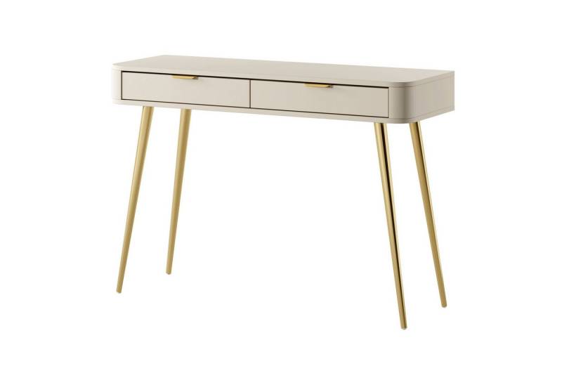 Selsey Schminktisch OVAL, mit 2 Schubladen, goldfarbenen Griffen und Beinen, 112 cm von Selsey