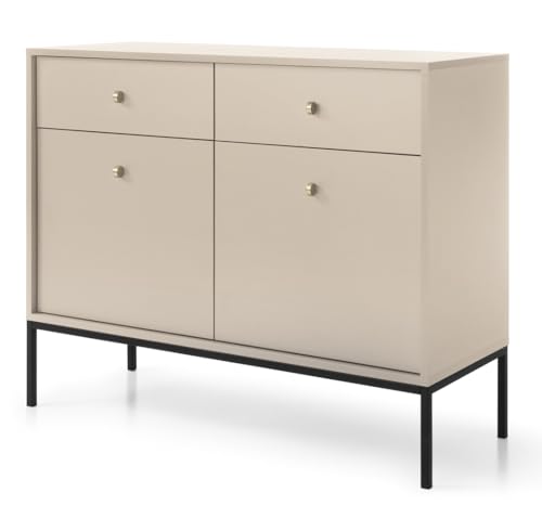 Selsey Monne Sideboard Kommode 2-türig mit 2 Schubladen, Beige im Vintage Look von Selsey