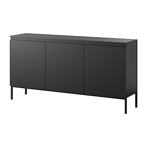 Selsey Bemmi - Sideboard Kommode 3-türig, Schwarz, 150 cm von Selsey