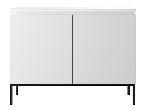 Selsey Bemmi - Sideboard Kommode 2-türig, Weiß mit schwarzen Beinen, 100 cm von Selsey