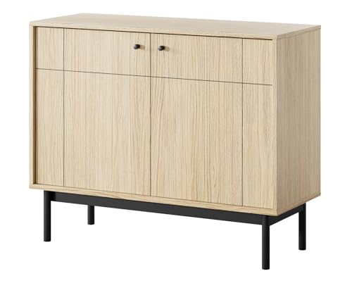 Selsey Sideboard Japandies 83,5 x 103,5 x 39 cm - Natürliche Eichenholz-Optik Kommode mit Soft-Close & Viel Stauraum - Robuste, Pflegeleichte Oberfläche - Für Wohnzimmer & Schlafzimmer von Selsey