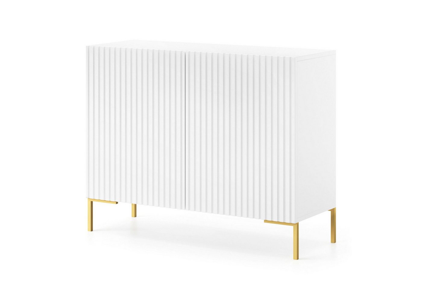 Selsey Sideboard LAMMELO, Sideboard 2-türig mit Lamellenfronten und Metallbeinen von Selsey