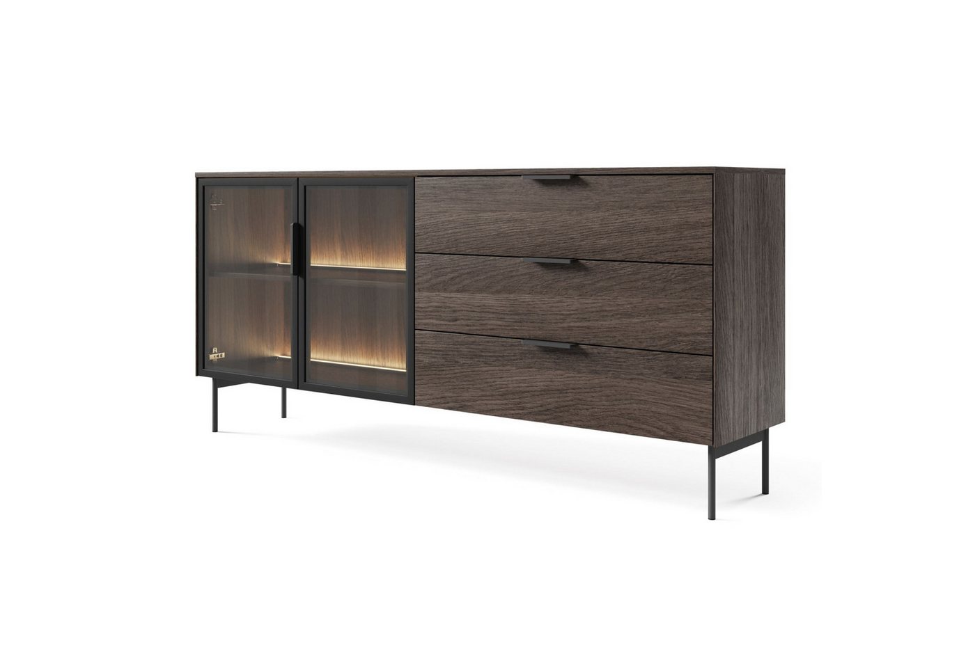 Selsey Sideboard LUMI, Sideboard in Eiche Dunin mit LED – 4-türig oder mit Schubladen Selsey Sideboard LUMI, Sideboard in Eiche Dunin mit LED – 4-türig oder mit Schubladen von Selsey