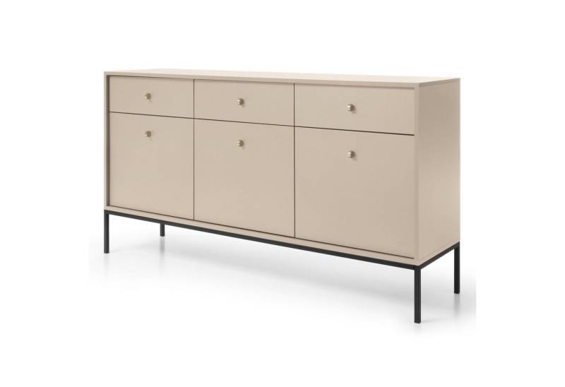 Selsey Sideboard MONNE, Sideboard 3-türig mit 3 Schubladen, Vintage-Stil, Beige / Dunkelblau von Selsey