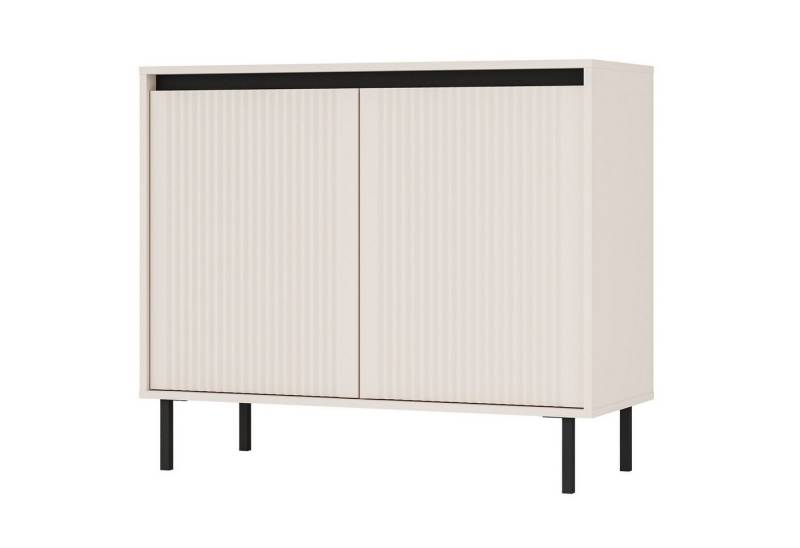 Selsey Sideboard OSAKA, Anrichte mit Riffelfronten und schwarzen Metallbeinen von Selsey