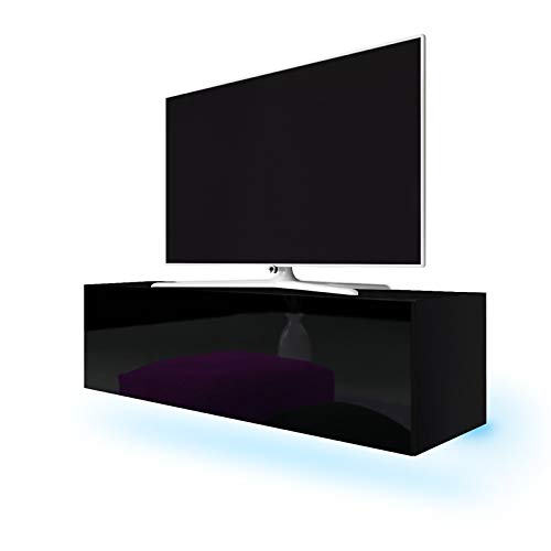 Selsey Skylara – TV-Lowboard Fernsehschrank in Schwarz mit Hochglanzfronten und LED RGB Hängend 140cm von Selsey