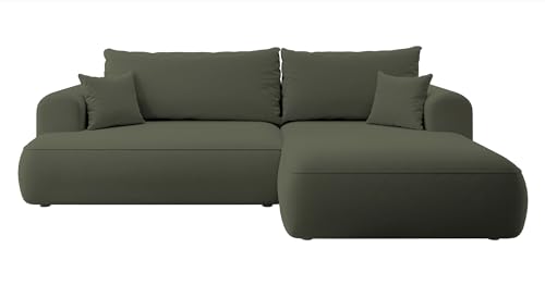 Selsey Sofa Ecksofa Eckcouch Schlafsofa Couch Mit Stauraum Schlaffunktion Pflegeleicht Polyurethanschaum L Form Links OVO Creme Veloursoptik Castel von Selsey