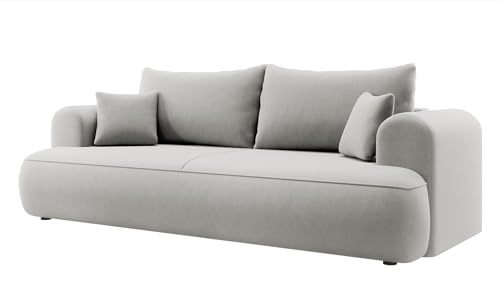 Selsey Sofa Schlafsofa Couch Mit Stauraum Schlaffunktion 3 Sitzer Pflegeleicht Polyurethanschaum Veloursoptik Grau OVO von Selsey