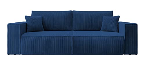 Selsey Sofa Schlafsofa Couch Mit Stauraum Schlaffunktion Pflegeleicht Polyurethanschaum Kordsamt Weich Dunkelblau Farese von Selsey