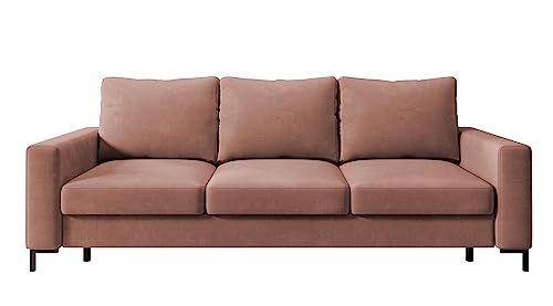 Selsey Mokpeo - 3-Sitzer Sofa mit Schlaffunktion, Bettkasten, Easy-Clean-Veloursbezug in Rosa von Selsey