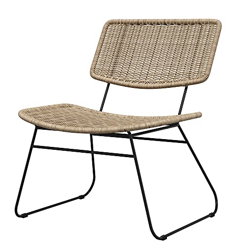 Selsey Sprinkle - Gartenstuhl in Schwarz und Beige, aus Technorattan und Stahl, bogenförmig, 62,5 cm br. von Selsey