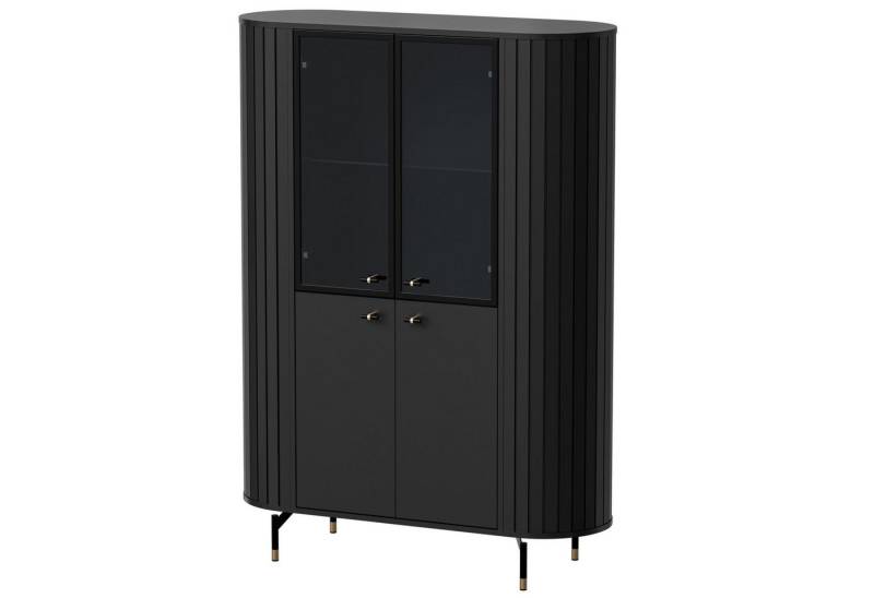 Selsey Standvitrine ZANTE 4-türig mit Glasfront, 4 Fächern, 112 cm von Selsey