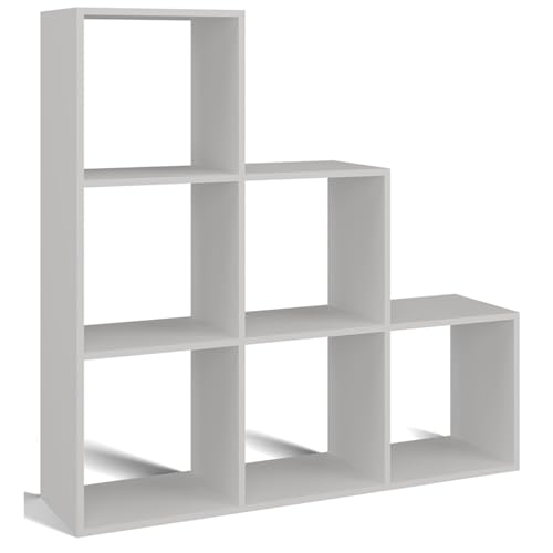 Selsey Stufenregal Stepi 115x115x30 cm - Flexibles Wandregal - Laminierte Spanplatte, PVC-Kanten - Für Wohnzimmer, Büro, Flur Weiß, Selbstmontage - Ideal als Raumteiler von Selsey