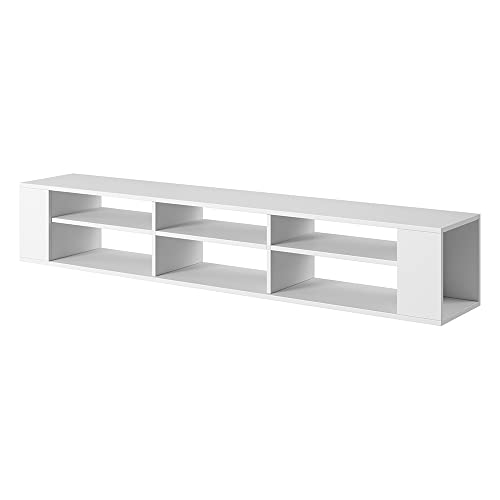 Selsey Weri - TV-Board hängend mit 6 offenen Fächern, minimalistisch, 175 cm breit (Weiß) von Selsey