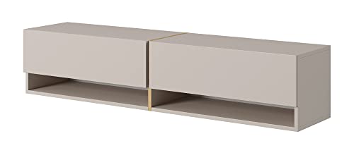 Selsey MIRRGO - TV-Möbel 140 cm graubeige mit vergoldeter Einlage von Selsey