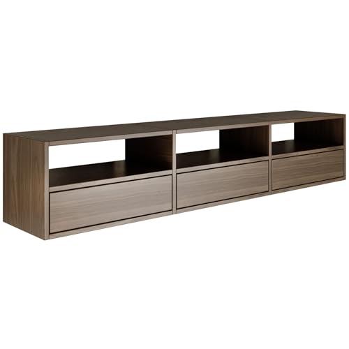 Selsey TV Lowboard - Farbe Wisconsin-Walnuss Moderne Fernseher Kommode 150 x 30 x 30 cm (BxTxH) TV Unterschrank für Wohnzimmer Schrank mit Klappen Push to Open Lowboard Hängend TV Cabinet Wandmontage von Selsey
