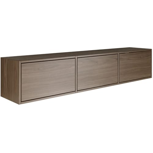 Selsey TV Lowboard - Farbe Wisconsin-Walnuss Moderne Fernseher Kommode 150 x 30 x 30 cm (BxTxH) TV Unterschrank für Wohnzimmer Schrank mit Klappen Push to Open Lowboard Hängend TV Cabinet Wandmontage von Selsey