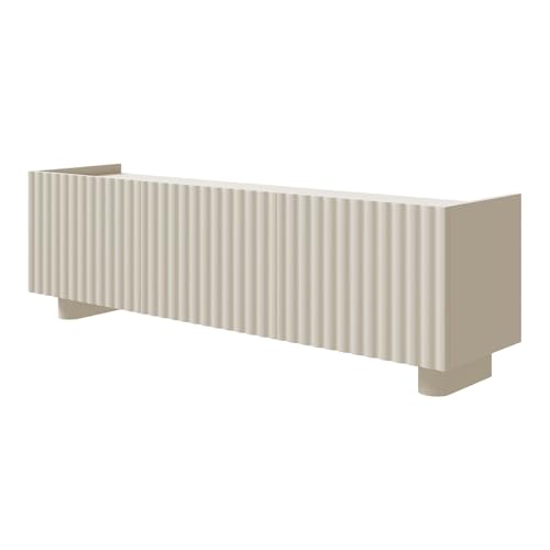 Selsey TV Lowboard Fiorra 49 x 144 x 38,3 cm - Modernes TV Schrank Design mit Kaschmir-Farbton - Laminierte Spanplatten & MDF - Push-to-Open - Kabeldurchlass - 3 Fächer - Wohnzimmer Fernsehschrank von Selsey