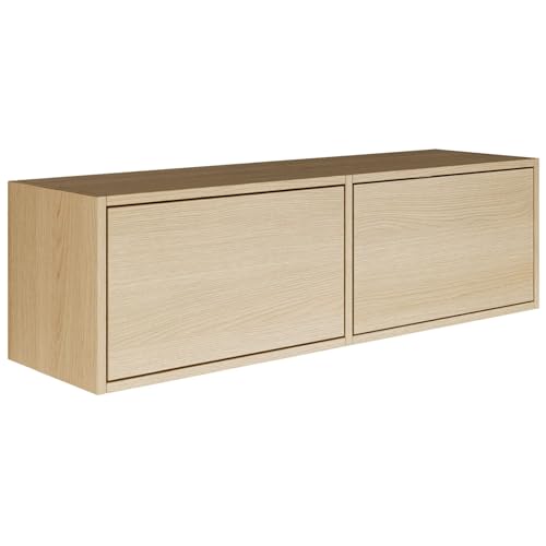 Selsey TV Lowboard - Lindberg-Eiche Farbe Moderne Fernseher Kommode 100 x 30 x 30 cm (BxTxH) TV Unterschrank für Wohnzimmer Schrank mit Klappen Push to Open Lowboard Hängend TV Cabinet Wandmontage von Selsey