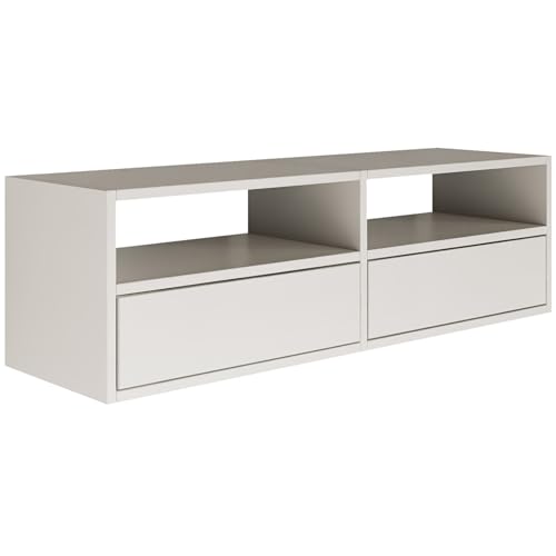 Selsey TV Lowboard - Weiß Farbe Moderne Fernseher Kommode 100 x 30 x 30 cm (BxTxH) TV Unterschrank für Wohnzimmer Schrank mit Klappen Push to Open Lowboard Hängend TV Cabinet Wandmontage von Selsey