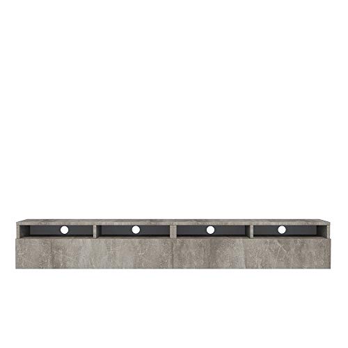 Selsey REDNAW - TV-Schrank/modernes TV-Board für Wohnzimmer, stehend/hängend, 200 cm breit (Betonoptik ohne LED) von Selsey