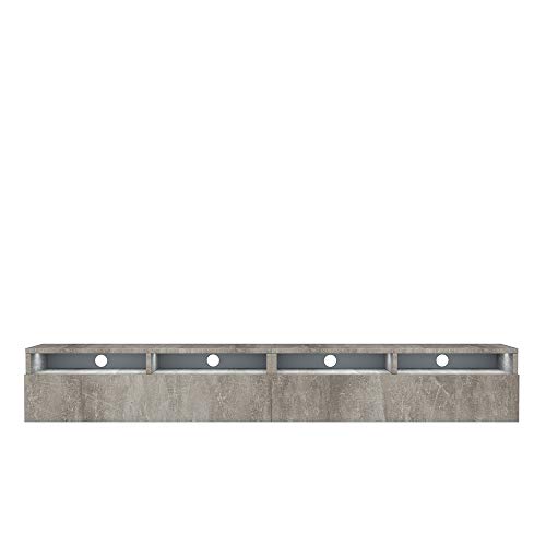 Selsey REDNAW - TV-Schrank/modernes TV-Board für Wohnzimmer, stehend/hängend, 200 cm breit (Betonoptik mit LED) von Selsey