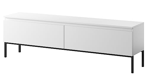 Selsey Bemmi - TV-Schrank Lowboard, Weiß mit schwarzen Beinen, 150 cm von Selsey