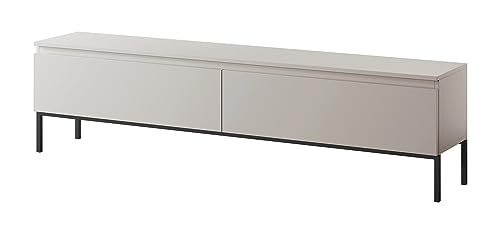 Selsey Bemmi - TV-Schrank Lowboard, Beige mit schwarzen Beinen, 175 cm von Selsey