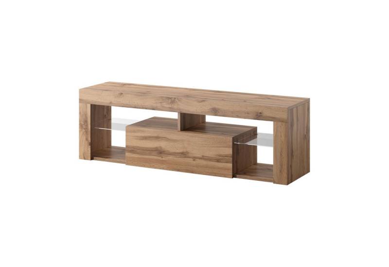 Selsey TV-Schrank BIANKO TV-Lowboard asymmetrisch, 140 cm, mit offenen Fächern & Klappen von Selsey