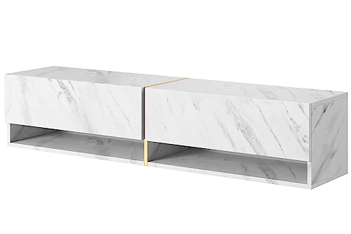 Selsey TV Schrank Board Sideboard Fernsehtisch Fernsehschrank 140 cm Hängend Mit Goldenem Akzent Weiß Marmor Mirrgo Selsey TV Schrank Board Sideboard Fernsehtisch Fernsehschrank 140 cm Hängend Mit Goldenem Akzent Weiß Marmor Mirrgo von Selsey