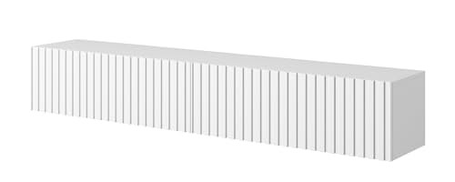Selsey TV Schrank Board Sideboard Fernsehtisch Fernsehschrank 175 cm Hängend Weiß Mit Lamellierter Front Telire von Selsey