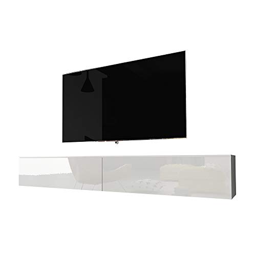 Selsey TV Schrank Board Sideboard Fernsehtisch Fernsehschrank 180 cm Hängend Oder Stehend Weiß Matt Weiß Glanz Kane von Selsey