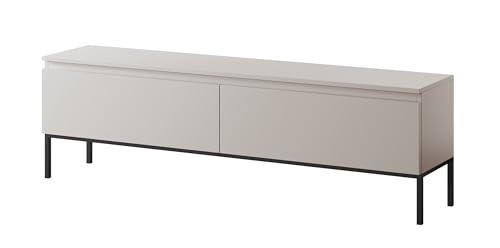 Selsey TV Schrank Board Sideboard Fernsehtisch Fernsehschrank Mit Schränken 150 cm Schwarze Beine Taupe Bemmi von Selsey