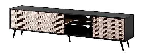 Selsey TV Schrank Board Sideboard Fernsehtisch Fernsehschrank Mit Schränken Wiener Geflecht 175 cm Schwarze Beine Schwarz Beige Bello Selsey TV Schrank Board Sideboard Fernsehtisch Fernsehschrank Mit Schränken Wiener Geflecht 175 cm Schwarze Beine Schwarz Beige Bello von Selsey