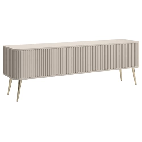 Selsey TV Schrank Lowboard Board Sideboard Fernsehtisch Fernsehschrank 163 cm 3 Türen Gerillt Goldene Beine Graubeige Ovarlo Selsey TV Schrank Lowboard Board Sideboard Fernsehtisch Fernsehschrank 163 cm 3 Türen Gerillt Goldene Beine Graubeige Ovarlo von Selsey