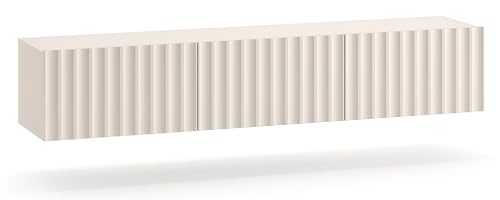 Selsey TV Schrank Lowboard Board Sideboard Fernsehtisch Fernsehschrank 170 cm Mit Gerillten Fronten Soft Close Hängend Hellbeige Derriva von Selsey
