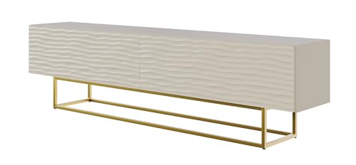 Selsey TV Schrank Lowboard Board Sideboard Fernsehtisch Fernsehschrank 2 Fächer Push to Open 175 cm Wellenmuster Goldene Beine Graubeige Wavio Selsey TV Schrank Lowboard Board Sideboard Fernsehtisch Fernsehschrank 2 Fächer Push to Open 175 cm Wellenmuster Goldene Beine Graubeige Wavio von Selsey