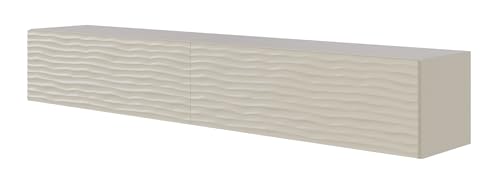 Selsey TV Schrank Lowboard Board Sideboard Fernsehtisch Fernsehschrank 2 Fächer Push to Open 175 cm Wellenmuster Hängend Graubeige Wavio von Selsey