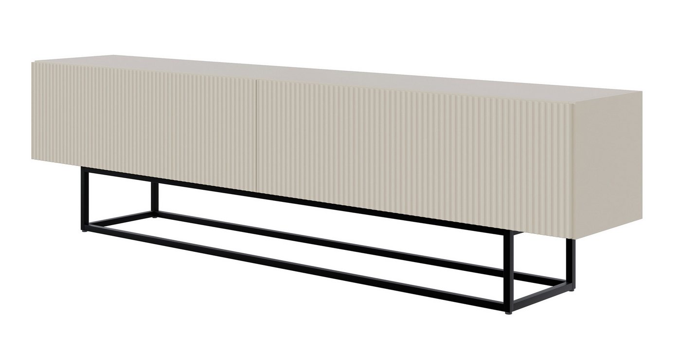 Selsey TV-Schrank VELDIO mit Lamellenfronten und schwarzen Metallbeinen, 175 cm von Selsey