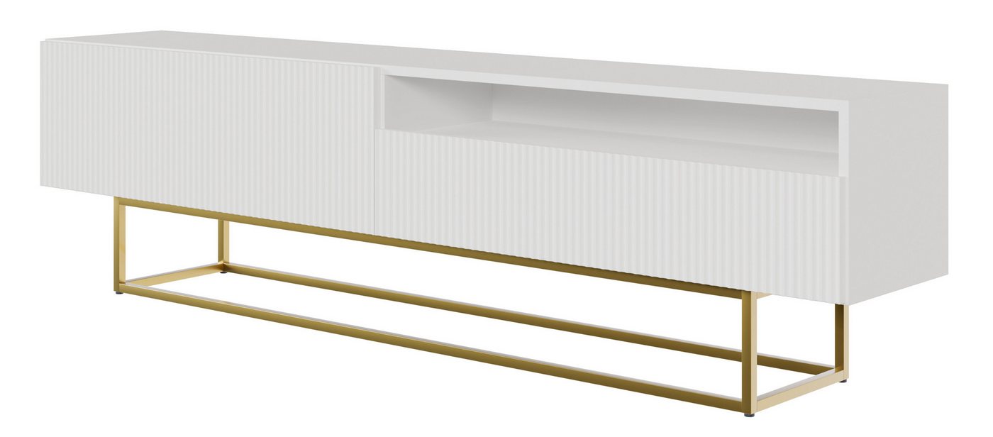 Selsey TV-Schrank VELDIO mit offenem Fach, Lamellenfronten und goldenen Metallbeinen, 175 cm von Selsey