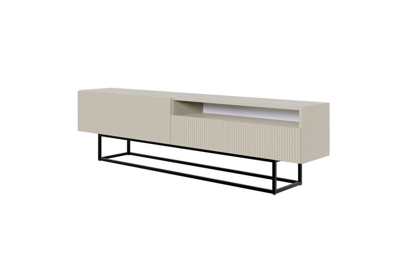 Selsey TV-Schrank VELDIO mit offenem Fach, Lamellenfronten und schwarzen Metallbeinen, 175 cm von Selsey