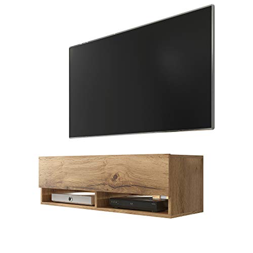 Selsey Wander – TV-Lowboard/TV-Schrank Wotan Eiche Holzoptik hängend/stehend mit LED 140cm von Selsey